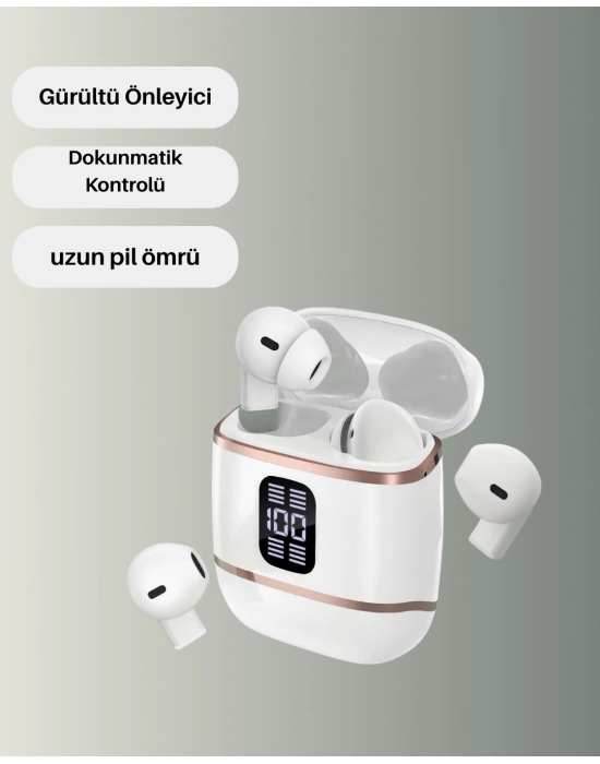Bluetooth 5.3 Kulaklık – Kulakiçi, ANC+ENC, 4 Adet Set, Dijital Göstergeli