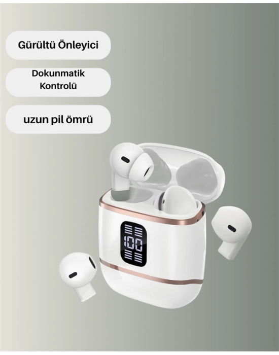 Bluetooth 5.3 Kulaklık – Kulakiçi, ANC+ENC, 4 Adet Set, Dijital Göstergeli