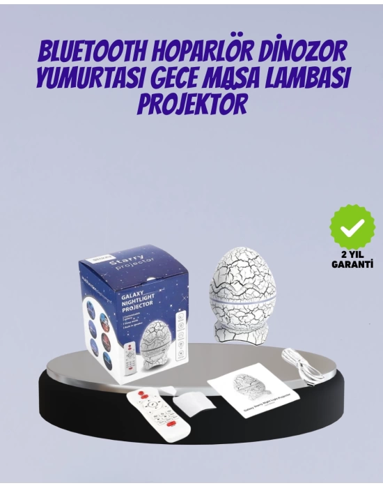 Bluetooth Bağlantılı Dinozor Yıldız Projektör Gece Lambası ve Uyku Yardımcısı