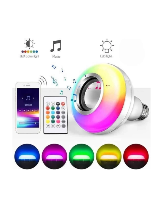Bluetooth Hoparlör Akıllı Rgb Led Işık Renk Değiştirme Ses Bombası Ampül Görünümlü