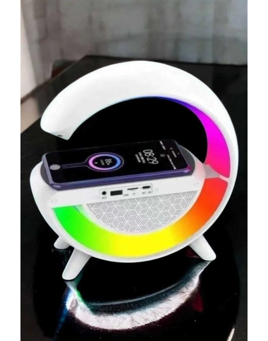 Bluetooth Hoparlör Dijital Göstergeli Wireless Şarj RGB Işıklı