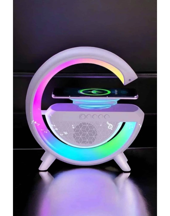 Bluetooth Hoparlör Dijital Göstergeli Wireless Şarj RGB Işıklı