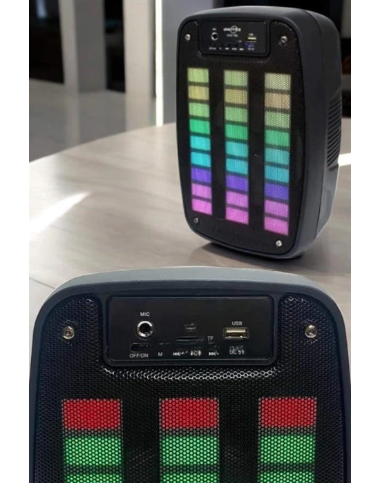 Bluetooth Hoparlör RGB Işıklı USB SD Kart Girişli Taşınabilir