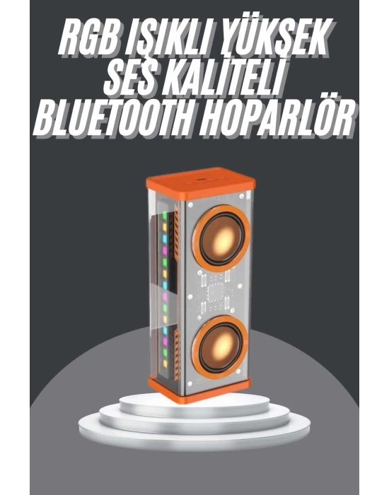 Bluetooth Hoparlör Şeffaf Mecha RGB Işıklı Çift Hoparlör 5.0 Bluetooth