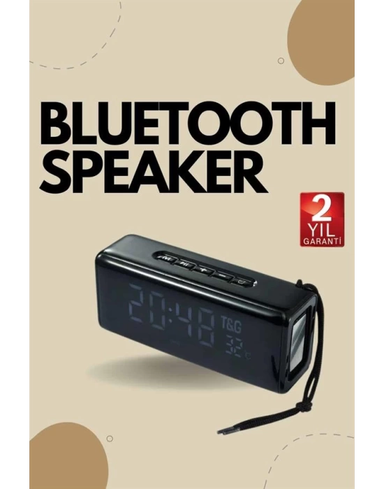 Bluetooth Hoparlör Speaker Saat Göstergeli Uzun Pil Ömrü Taşınabilir