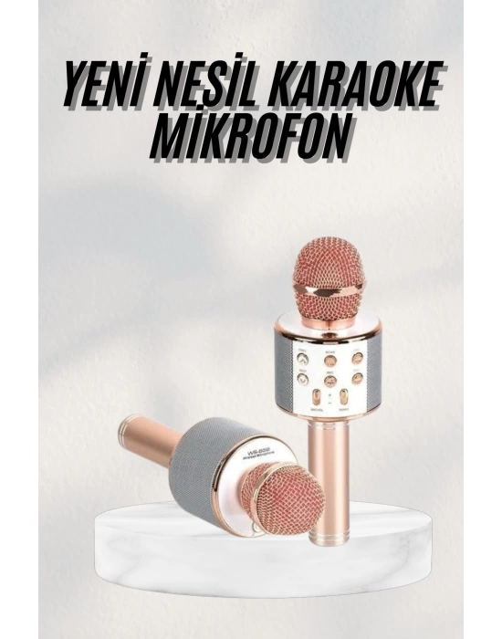 Bluetooth Hoparlör USB AUX SD Kart Kaoroke Mikrofon Uzun Pil Ömrü