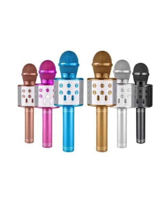 Bluetooth Hoparlör USB AUX SD Kart Kaoroke Mikrofon Uzun Pil Ömrü