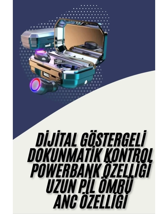 Bluetooth Kulaklık Android ve İOS Uyumlu ANC Özellikli Dijital Şarj Göstergeli