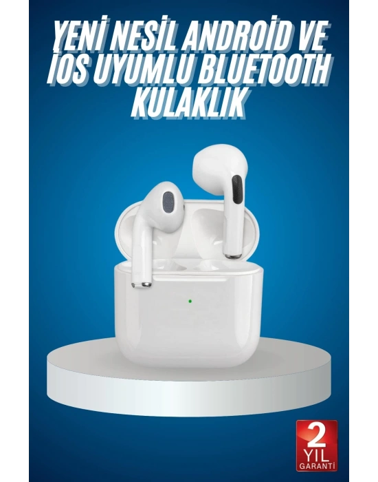 Bluetooth Kulaklık Beyaz Çağrı Cevaplama Dokunmatik Kontrol Kablosuz