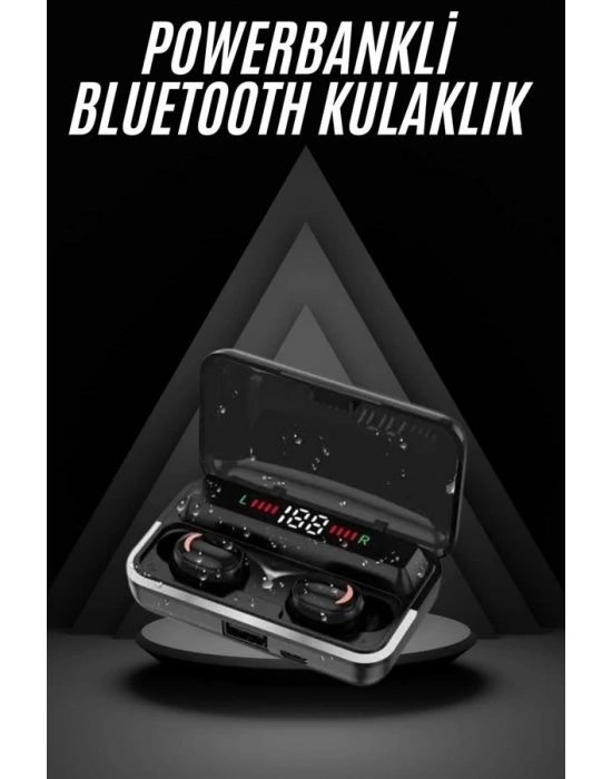 Bluetooth Kulaklık Dijital Şarj Göstergeli Powerbankli Bass Özellikli Kablosuz Kulakiçi 5.1 Mikrofonlu