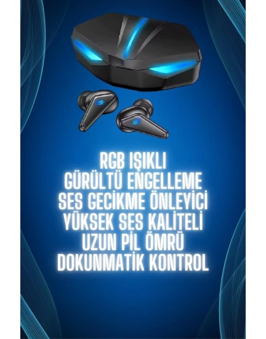 Bluetooth Kulaklık Oyuncu Kulaklığı RGB Işıklı Oyunlarda Düşük Gecikme