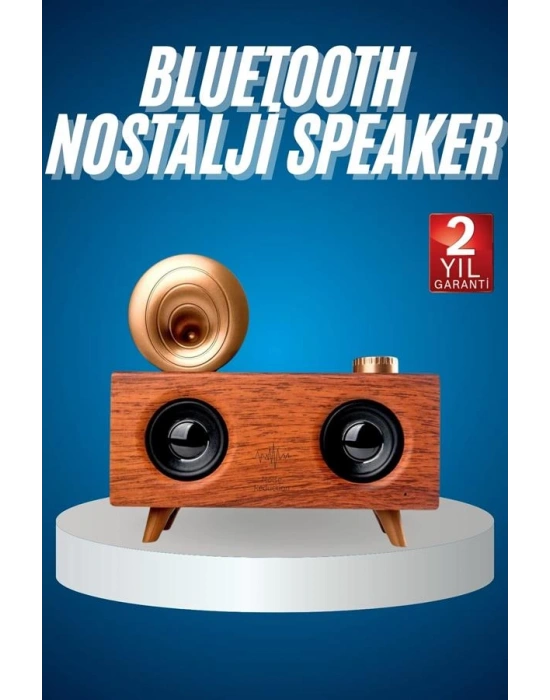 Bluetooth Nostalji Speaker Radyo Gramofon Ahşap Renk Vintage