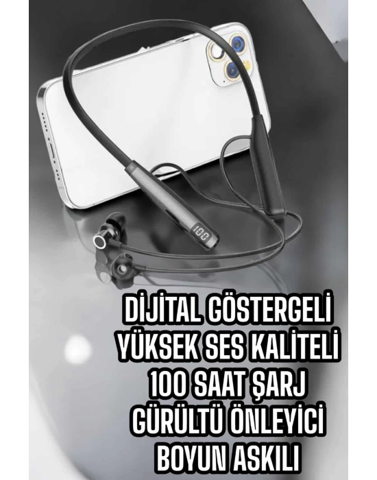Boyun Bantlı Bluetooth Kulaklık Yüksek Ses Kaliteli 100 Saat Kulaklık