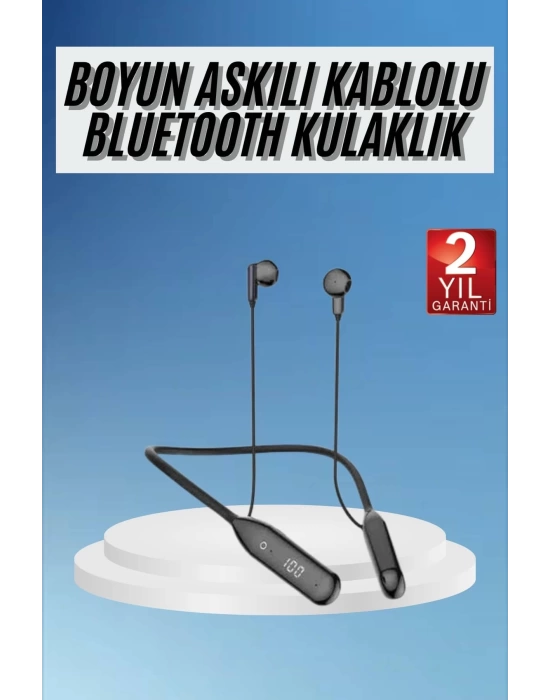 Boyun Bantlı Kablolu Yüksek Ses Kaliteli Bluetooth Kulaklık Uzun Pil Ömrü 100 saat sarj