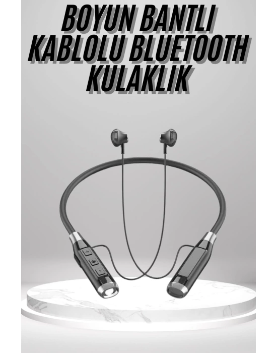 Boyun Bantlı Kulak İçi Kablolu Yüksek Ses Kaliteli Bluetooth Kulaklık