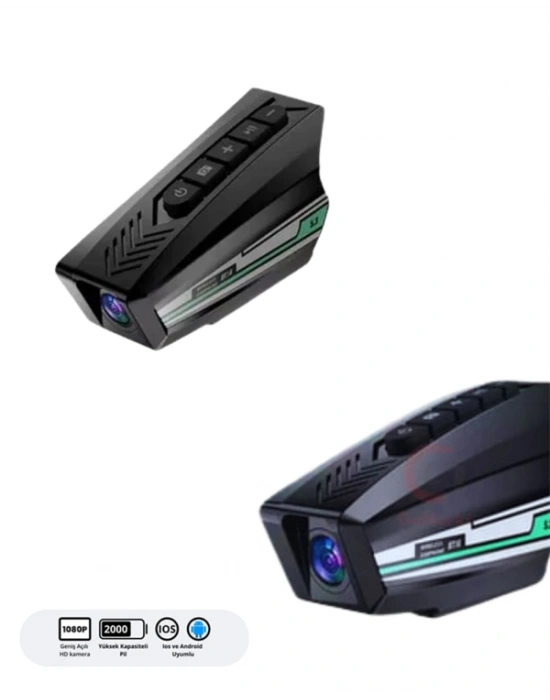 BT16 Dashcam Özellikli Kask Kamerası – WiFi, Sesli Komut, HD Kayıt