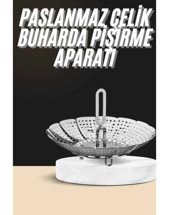 Buharda Pişirme Haşlama Aparatı Açılır Kapanır Paslanmaz Çelik Sebze Haşlama