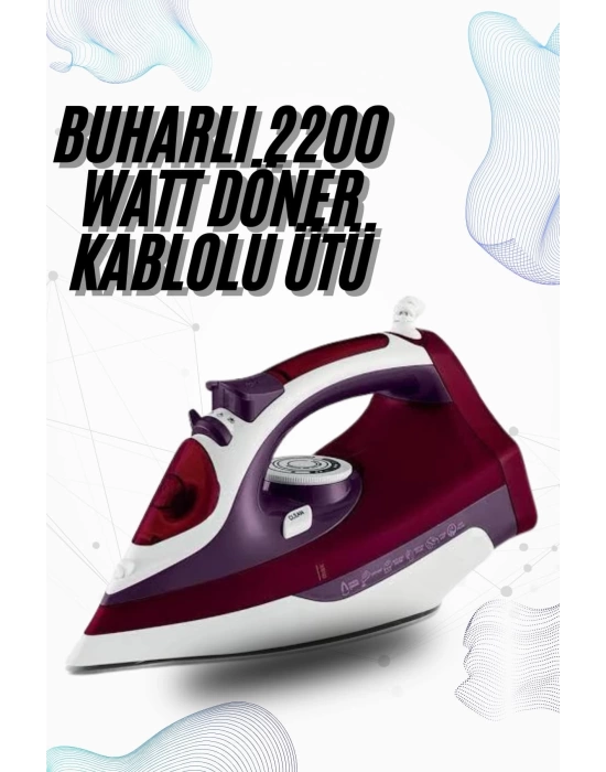 Buharlı Kablolu Ütü 2200 Watt Kireçlenme Önleyici Şok Buharlı