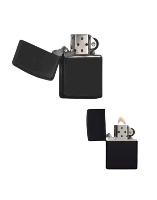 Çakmak Parlak Siyah Zippo Benzinli Çakmak Cep Boy Doldurulabilir