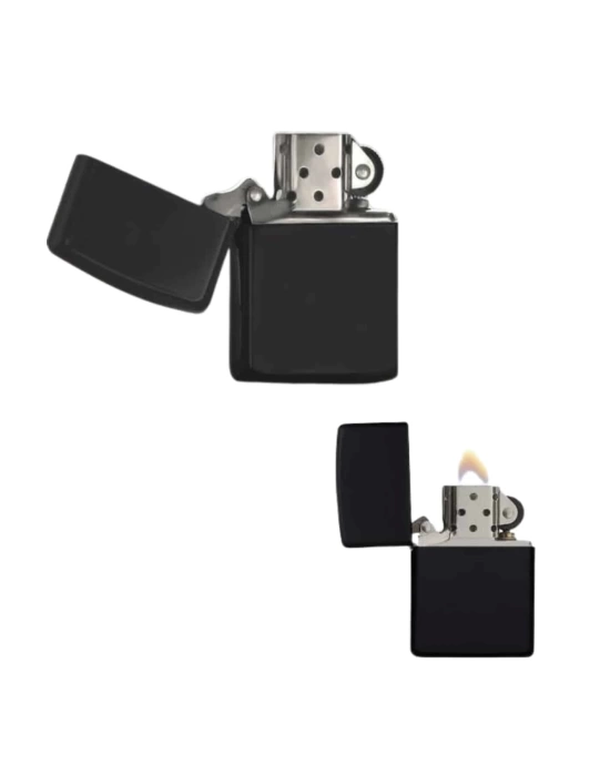 Çakmak Parlak Siyah Zippo Benzinli Çakmak Cep Boy Doldurulabilir