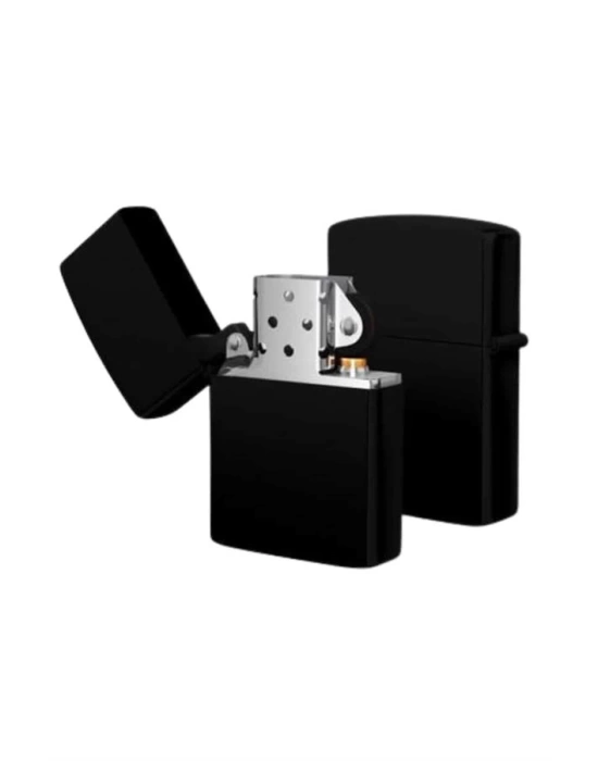 Çakmak Parlak Siyah Zippo Benzinli Çakmak Cep Boy Doldurulabilir