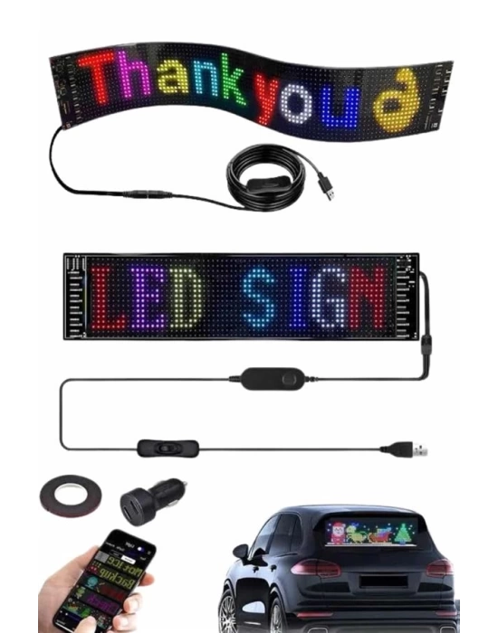 Cama Yapışan En Büyük Boy 16X96 Telefon Kontrollü Led Ekran Digital Araba Yazısı