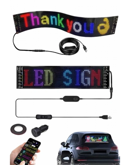 Cama Yapışan En Büyük Boy 16X96 Telefon Kontrollü Led Ekran Digital Araba Yazısı