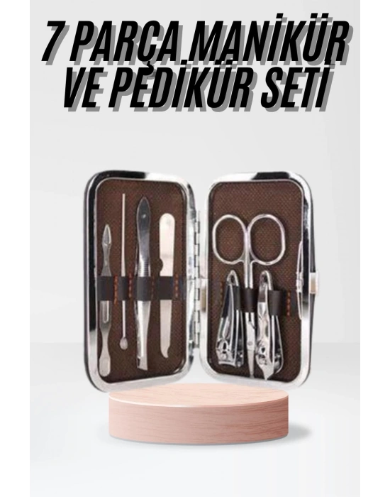 Çantalı 7 Parça Manikür Pedikür Seti Tırnak Makası Cımbız Törpü