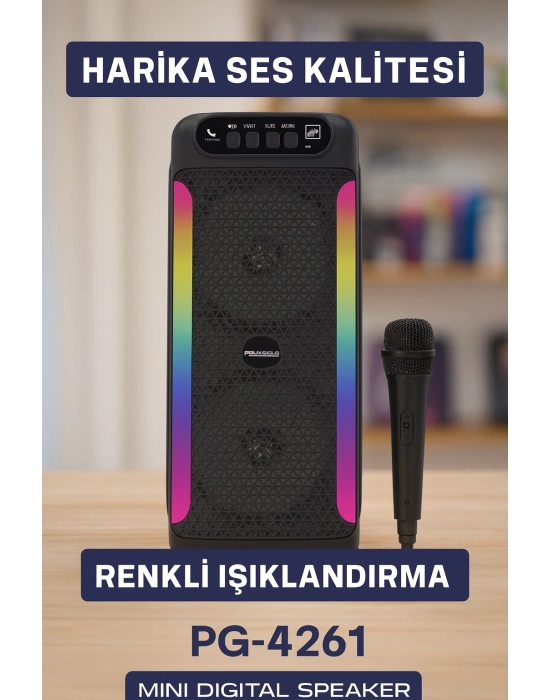 Çift 4 inç Hoparlörlü RGB Işıklı Bluetooth Ses Sistemi