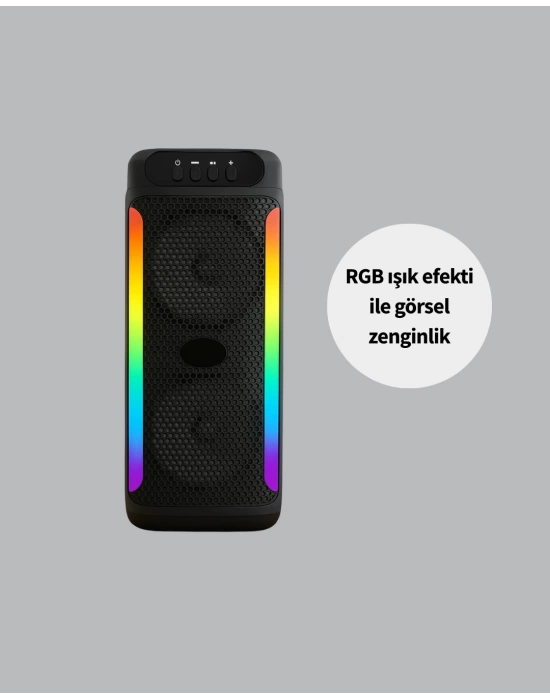 Çift 4 inç Hoparlörlü RGB Işıklı Bluetooth Ses Sistemi