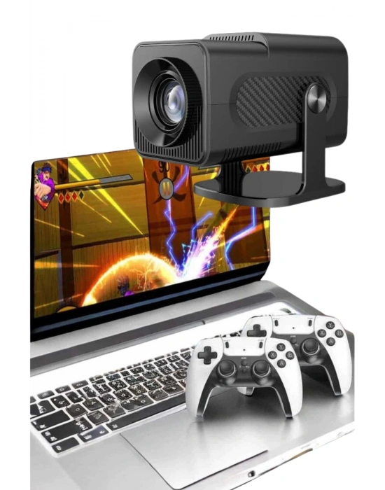 Çift Kollu Game Box Projeksiyon Cihazı Kumandalı Android Tv Dahili Hoparlör