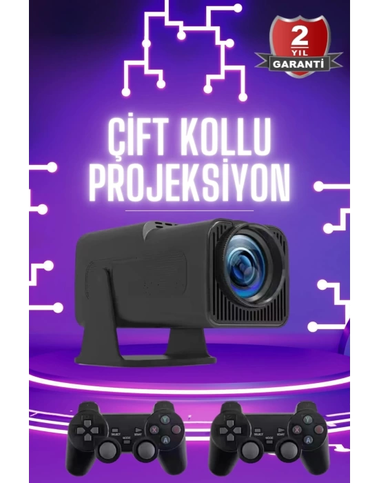 Çift Kollu Projeksiyon Taşınabilir Game Projektör Full Hd 1080P 4k Projeksiyon Gamepad