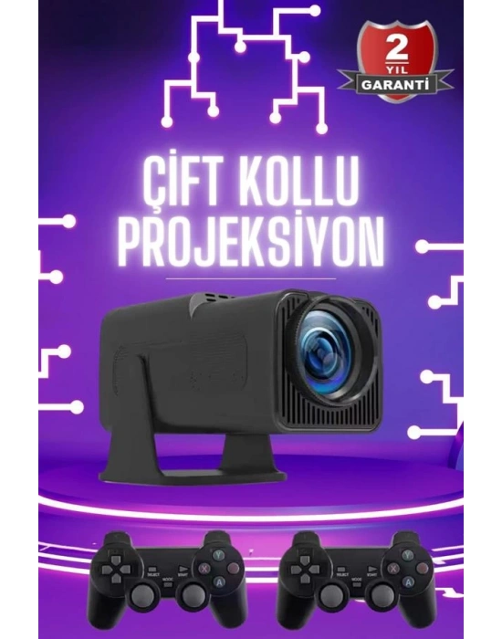 Çift Kollu Projeksiyon Taşınabilir Game Projektör Full Hd 1080P 4k Projeksiyon Gamepad