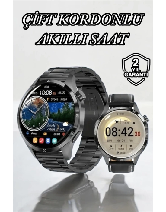 Çift Kordonlu Yüksek Çözünürlüklü Akıllı Saat Uyku İzleyici & Spor Modları
