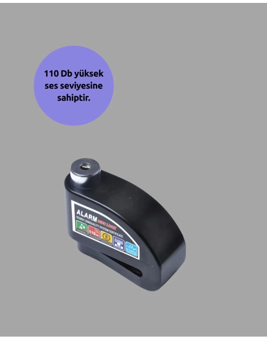 Çift Modlu 110dB Alarmlı Disk Kilidi Suya Dayanıklı