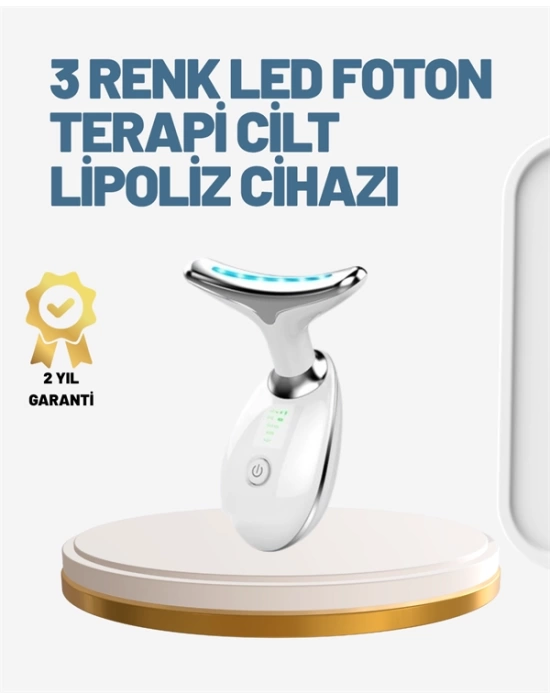 Cilt Yenileyici Şarjlı Güzellik Aleti – Pozitif/Negatif İyon, Titreşimli Masaj ve Kırmızı-Mavi-Yeşil Işıkla