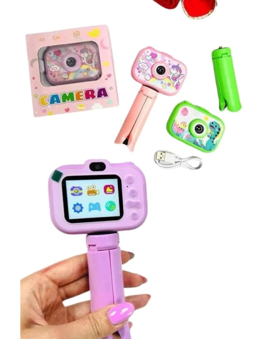 Çocuklara Özel Ayaklı Mini Fotoğraf Makinesi Dijital LCD Ekran