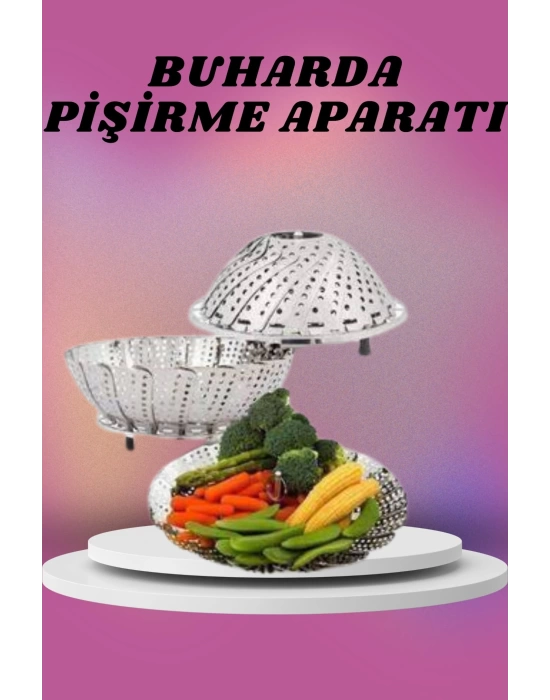 Çok Amaçlı Buharda Sebze Pişirme Haşlama Aparatı Katlanabilir Sebze Sağlıklı Pişirme Aparatı