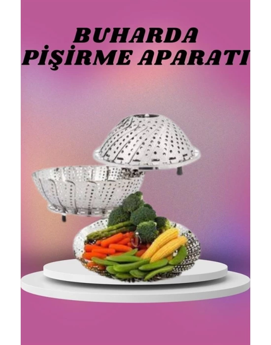 Çok Amaçlı Buharda Sebze Pişirme Haşlama Aparatı Katlanabilir Sebze Sağlıklı Pişirme Aparatı