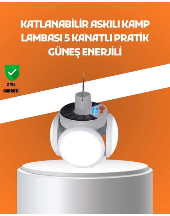 Çok Amaçlı Katlanabilir Güneş Enerjili Kamp Lambası – Masa Üstü ve Asılabilir Kullanım