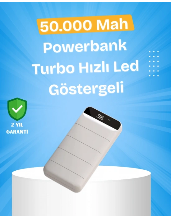 Çoklu Cihaz Uyumlu LED Ekranlı 50000 mAh Powerbank