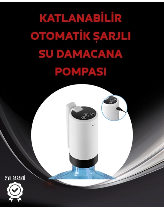 Damacana Üstü Akıllı Su Pompası | 3 Damacana Kullanım | 4W Güç | Micro USB Şarjlı | Katlanabilir & Taşınabilir
