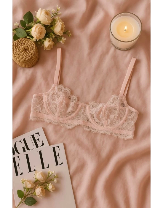 Dantel Detaylı Soft Pembe Bralet Külot Takımı - Şık ve Zarif Tasarım