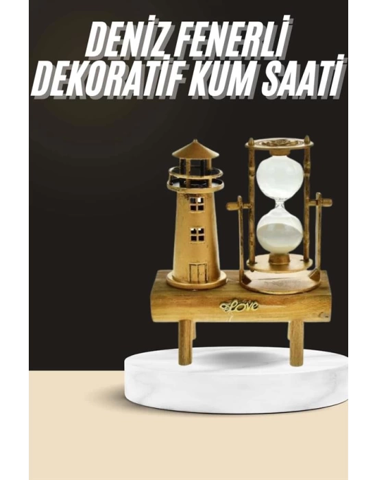 Dekoratif Kum Saati Deniz Feneri Retro Masa Hediyeli Eşya