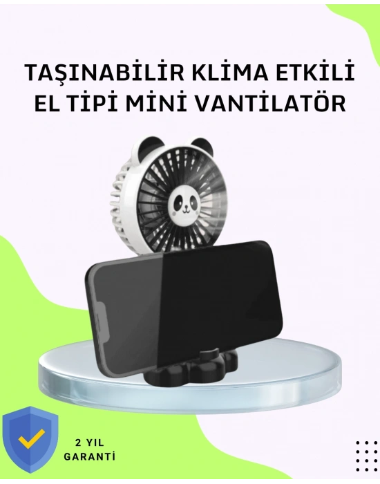 Dekoratif Panda Tasarımlı Küçük Boy Fan
