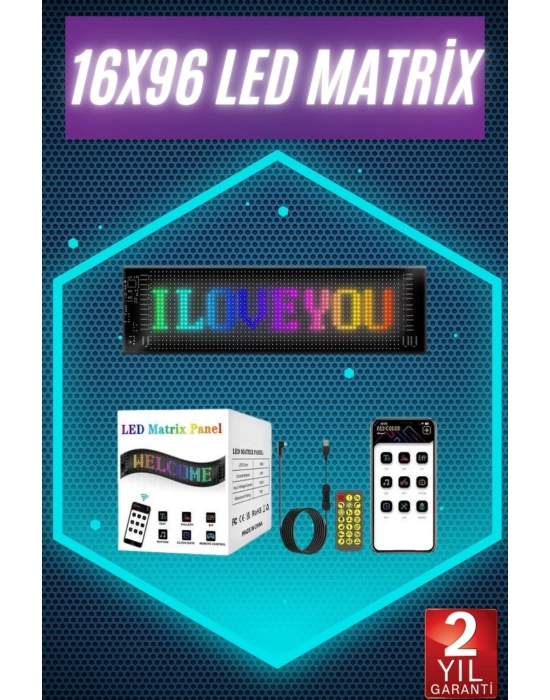 Digital Araba Yazısı Ekran Matrix En Büyük Boy 16X96 Matrix LED Panel