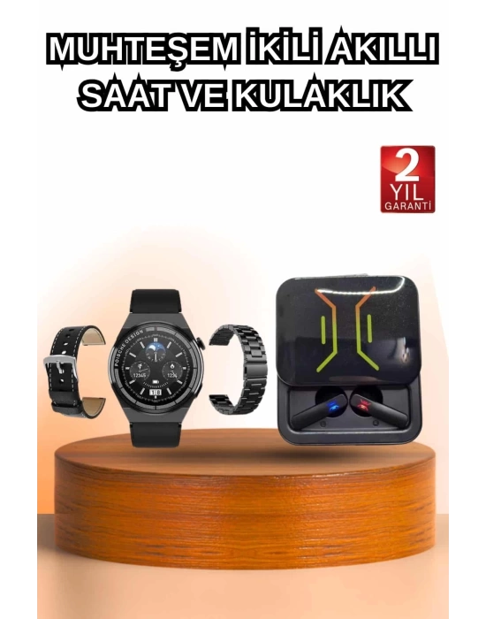 Dijital Göstergeli Bluetooth Kulaklık ve Bildirim Görebilen Akıllı Saat Alarm ve Titreşim
