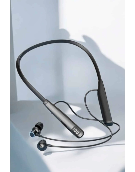 Dijital Göstergeli Kulak İçi Kablosuz Bluetooth Kulaklık Boyun Bantlı