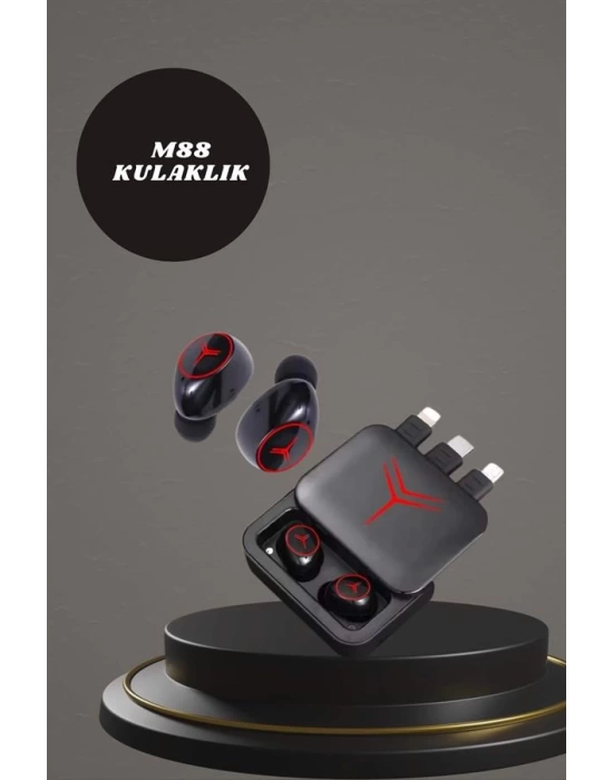 Dijital Göstergeli Powerbank Kablosuz Kulaklık ve 7 Kordonlu Yeni Nesil Akıllı Saat Dokunmatik Kontrol