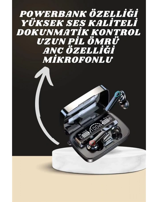 Dijital Göstergeli Powerbank Kulaklık ve 7 Kordonlu Yeni Nesil Akıllı Saat Amoled Ekran